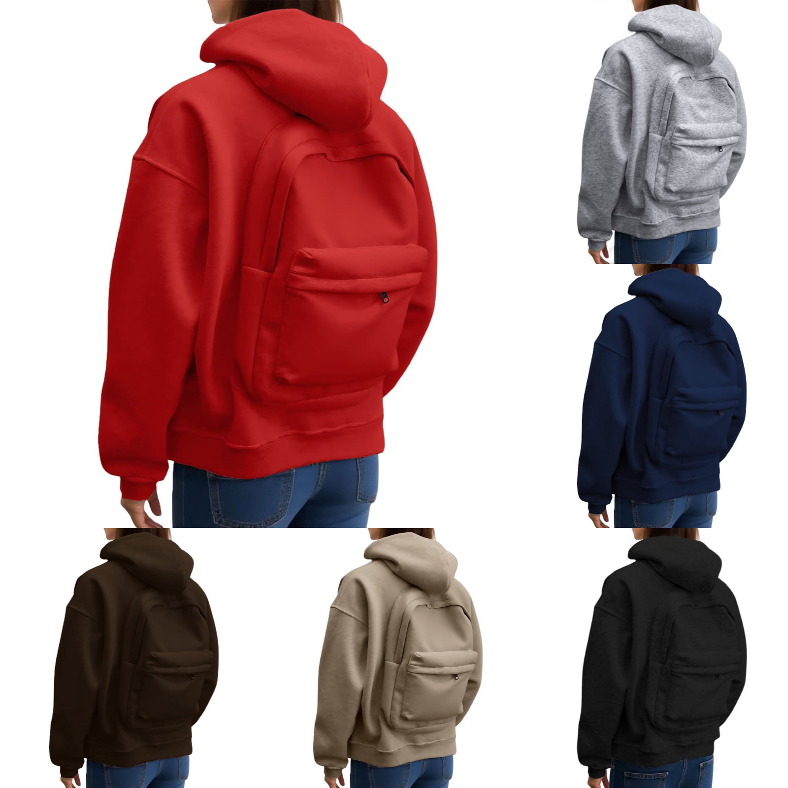BUWTTED Backpack Hoodie for Men Women Zipper Cardigan Creative 