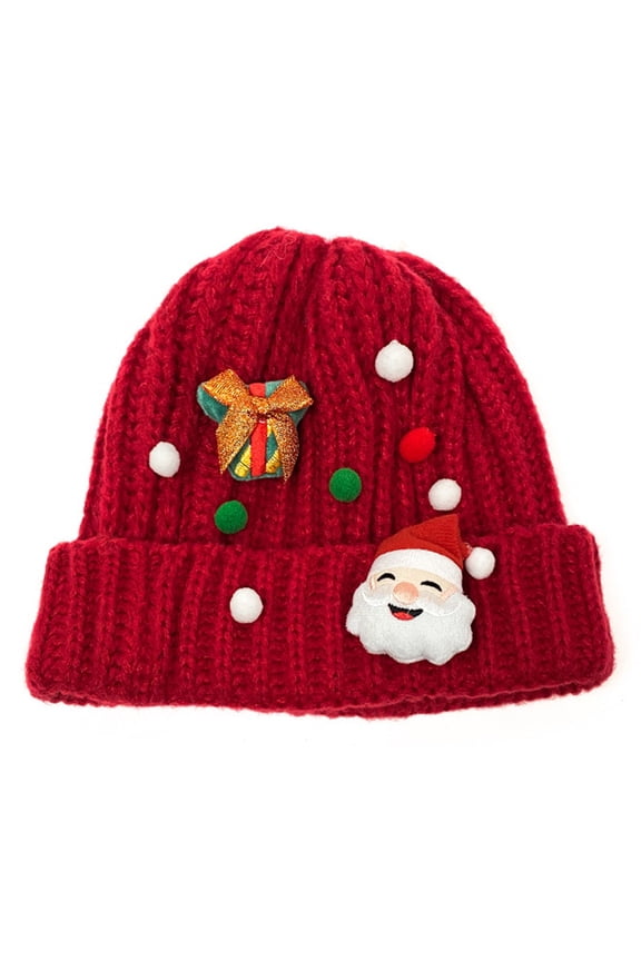 Christmas Hat Unisex Holiday 2025 Winter Warm Cute Knit Caps Stretchy Cozy Outdoor Festive New Year Party Gifts Santa Hat Women