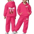 thumbnail image 1 of BUWTTED Girls Activewear Jogger Sets - 2 Piece Cherry Print Graphic Pullover Hoodie Sweatshirt Sweatpants Sweatsuit Outfits Hot Pink 4-5 Y, 1 of 7