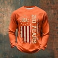 thumbnail image 1 of BUWTTED Men T Shirts 250th USA Flag Print Graphic Knit Tees Independence Day Casual Long Sleeve Crew Neck Orange Shirt L, 1 of 3