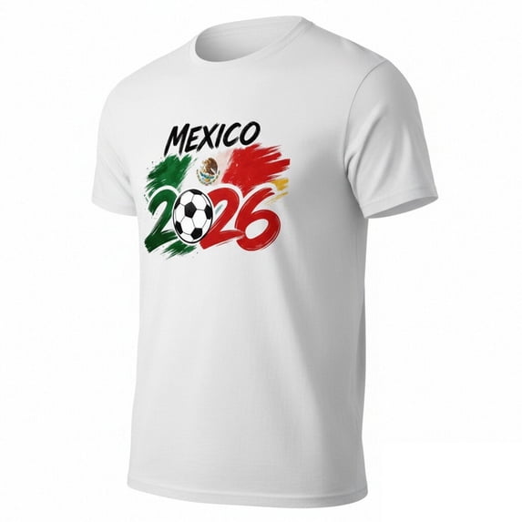 BUWTTED Men T Shirts Short Sleeve 2026 World Football Graphic Print Casual Sports Fan Wear Competition White1 Shirt M