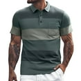 thumbnail image 1 of BUWTTED Men's Casual Golf Shirts Short Sleeve Button Down Striped Collared Shirts Summer Work T-Shirt, 1 of 6