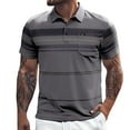 thumbnail image 1 of BUWTTED Men's Casual Golf Shirts Short Sleeve Button Down Striped Collared Shirts Summer Work T-Shirt, 1 of 9