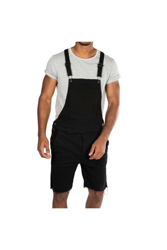 Men's Denim Dungarees Jeans Bib and Brace Overall Pro Heavy Duty Work Pants Black L