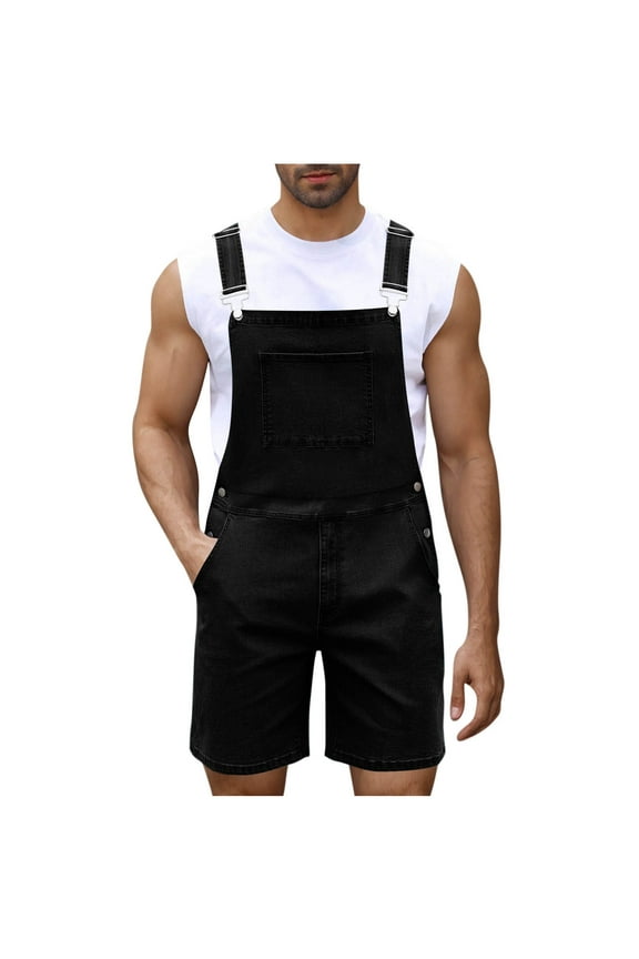 Men's Denim Dungarees Jeans Bib and Brace Overall Pro Heavy Duty Work Pants Black S