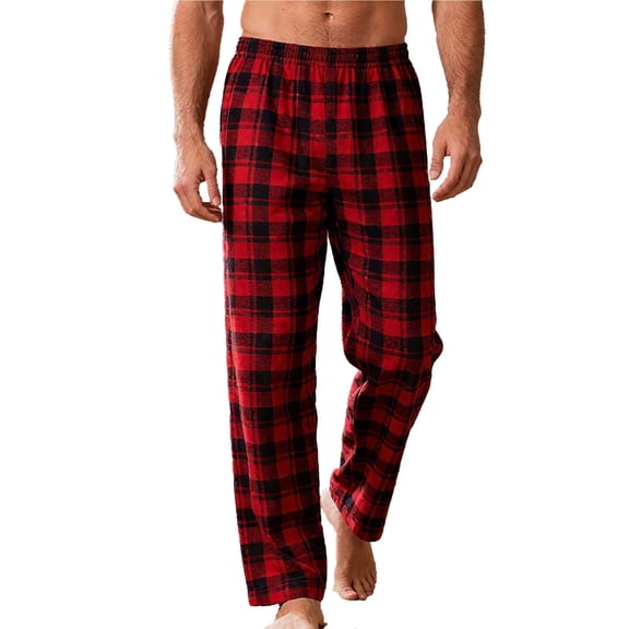 BUWTTED Men's Pajama Pants Cotton Plaid Lounge Soft Warm Sleepwear Pants PJ Bottoms with Pockets
