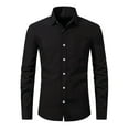 thumbnail image 1 of BUWTTED Men's Shirts Dressy Work Solid Color Casual Long Sleeved Lapel Slim Fit Button Down Business Wedding Black Shirt XL, 1 of 8