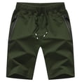 thumbnail image 1 of BUWTTED Mens Athletic Shorts with Zipper Pockets 9 Inch Cotton Green Sweat Shorts with Drawstring Elastic Waist Running Gym Workout Shorts, 1 of 2