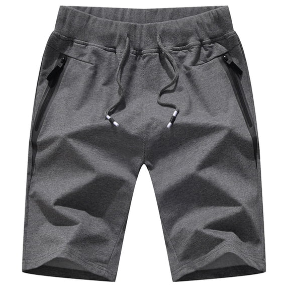 BUWTTED Mens Athletic Shorts with Zipper Pockets 9 Inch Cotton Sweat Shorts with Drawstring Elastic Waist Running Gym Workout Shorts