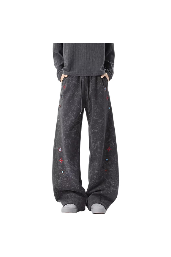 Mens Casual Pants Casual Jogger with Tie Dye Patchwork Retro Cargo Sweatpant Streetwear Vintage Sport Grey Pants XXL