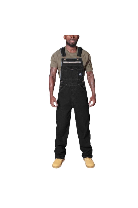 Mens Overalls - Water Resistant Mechanical Stretch Twill Bib Overalls Utility Jumpsuit Black M
