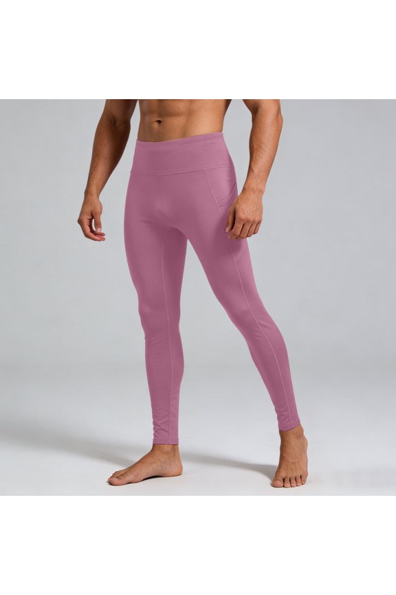 Mens Pants High Performance Compression with Side Pockets Gym Running Cycling Athletic Training Pink Pants M