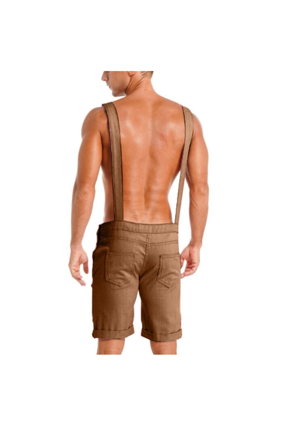 Overalls for Men Denim Summer Spring Work Jumpsuit Regular Fit Adjustable Strap Trendy Romper Brown XXL