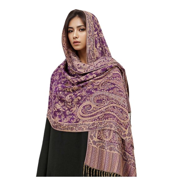 BUWTTED Scarf for Women Tassels Oversized Vintage Floral Print Shawl Wrap Cozy Soft Elegant Lightweight Fall Warm Winter Womens Scarf Size:One Size