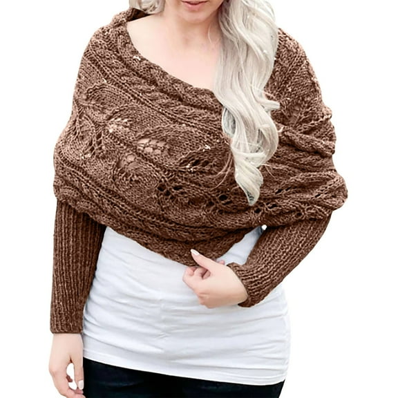 BUWTTED Scarves for Women Hollow Out Knit Long Sleeve Shrug Shawl Wrap Cozy Soft Elegant Lightweight Fall Warm Winter Womens Scarf Size:One Size