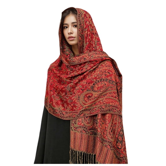BUWTTED Scarves for Women Tassels Oversized Vintage Floral Print Shawl Wrap Cozy Soft Elegant Lightweight Fall Warm Winter Women Scarf Size:One Size
