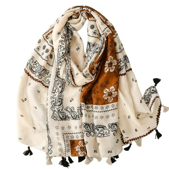 BUWTTED Scarves for Women with Tassels Thin Silk Summer Retro Shawl Wrap Cozy Soft Elegant Lightweight Fall Warm Winter Womens Scarf Size:One Size