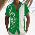 thumbnail image 1 of BUWTTED Shirts for Men Note Stripe Print Summer Short Sleeve Casual Button Down Hawaiian Beach Relaxed Loose Fit Green Shirt XXXL, 1 of 4