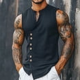 thumbnail image 1 of BUWTTED Tank Tops Men Sleeveless Button Down Summer Casual Muscle Shirt Breathable Athletic Undershirt Black Shirt S, 1 of 4
