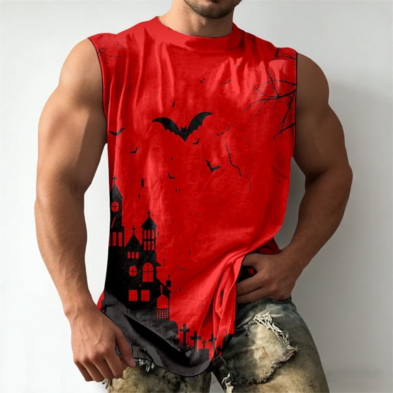 BUWTTED Tank Tops for Men Print Sleeveless Muscle Shirt Retro Graphic ...