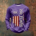 thumbnail image 1 of BUWTTED Tshirts Shirts for Men 250th USA Flag Print Graphic Knit Tees Independence Day Casual Long Sleeve Crew Neck Purple Shirt XXXXL, 1 of 3