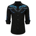 thumbnail image 1 of BUWTTED Western Shirts for Men Embroidered Long Sleeve Button Down Regular Work Dress Spring Fall Cowboy Black2 Shirts S-XXXL, 1 of 6