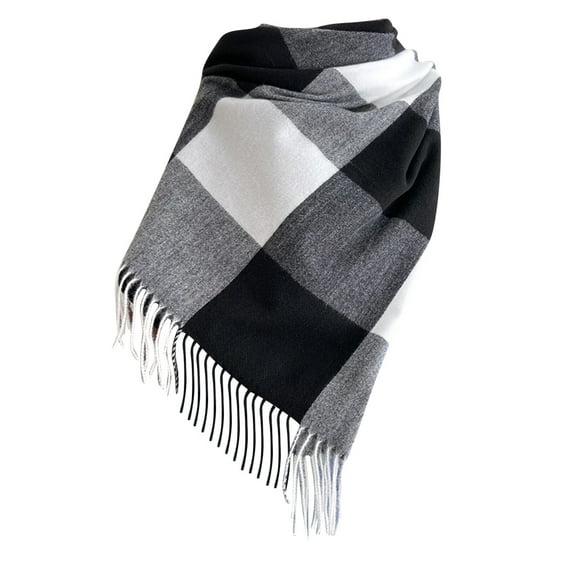 BUWTTED Winter Scarf for Women Chunky Classic Tassels Plaid Warm Shawl Wrap Cozy Soft Elegant Lightweight Fall Winter Womens Scarf Size:One Size