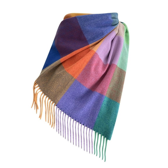BUWTTED Winter Scarf for Women Classic Tassels Plaid Warm Shawl Wrap Cozy Soft Elegant Lightweight Fall Winter Womens Scarf Size:One Size