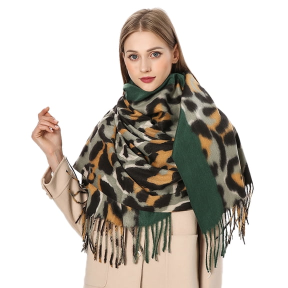 BUWTTED Winter Scarf for Women Tassels Leopard Printed Warm Shawl Wrap Cozy Soft Elegant Lightweight Fall Winter Scarves Size:A