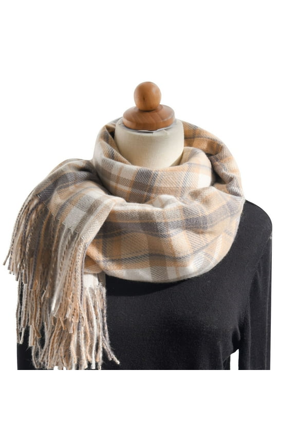 Winter Scarves for Women Classic Plaid Thick Knit Shawl Wrap with Tassels Cozy Soft Comfortable Lightweight Fall Warm Winter Womens Scarf Size:A