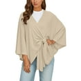 thumbnail image 1 of BUWTTED Women's Elegant Shawl Wraps Soft Open Front Poncho Sweater for Spring Fall Winter Beige One Size, 1 of 5