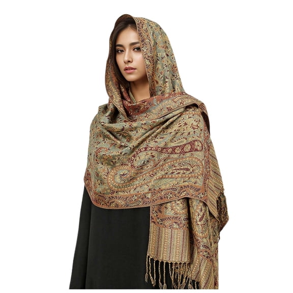 BUWTTED Women's Scarves Tassels Oversized Vintage Floral Print Shawl Wrap Cozy Soft Elegant Lightweight Fall Warm Winter Womens Scarves Size:One Size
