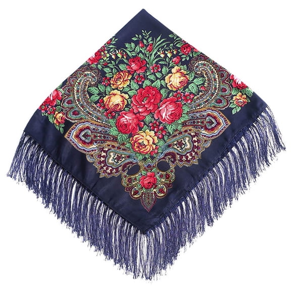 BUWTTED Women's Scarves with Tassel Vintage Floral Printing Shawl Wrap Cozy Soft Elegant Lightweight Fall Warm Winter Womens Scarf Size:one size