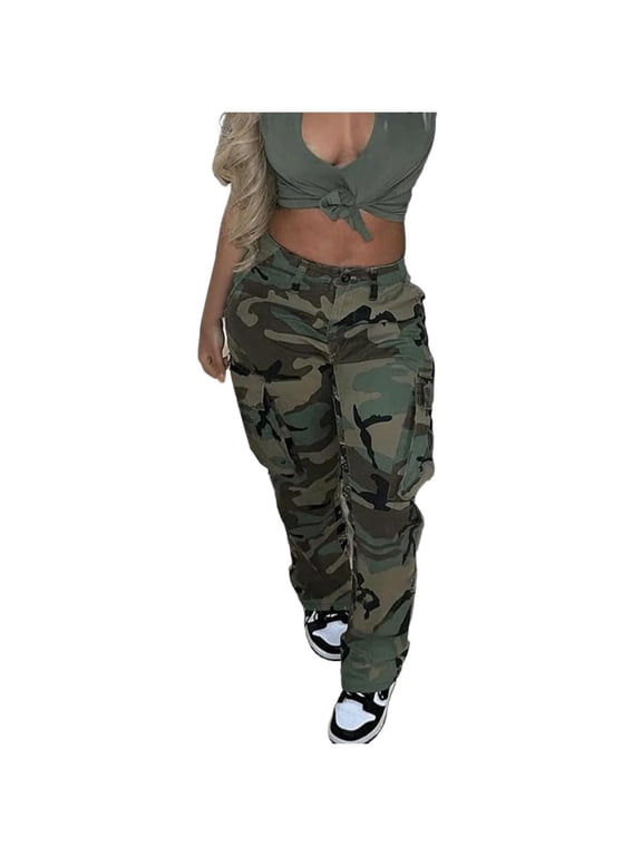 Womens Cargo Pants with Pockets Outdoor Casual Ripstop Camo Military Combat Construction Work Pants