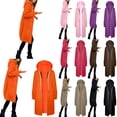 thumbnail image 1 of BUWTTED Womens Hoodies 2025 Zip Up Sweatshirts Oversized Fashion Long Hooded Fall Winter Fleece Jackets with Pockets Orange L, 1 of 7