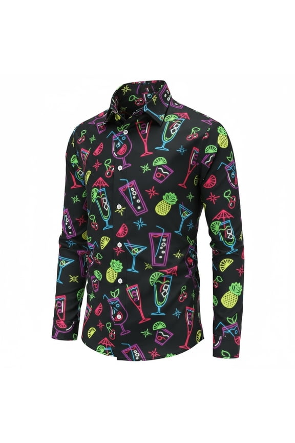 Button Down Shirt Men Dress Classic Fit Business Formal Comfortable Blend Long Sleeve with Spread Collar Black Shirt L