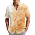 thumbnail image 1 of BUWTTER Button Down Shirt Men Printed Short Sleeve Casual with Patterns Comfortable Summer Business Outdoor Activities Plus Size Orange Shirt XXXL, 1 of 4