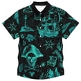 thumbnail image 1 of BUWTTER Button Down Shirt Men Shrot Sleeve Summer Printed Casual Full Graphic Beach Vacation Green Shirt L, 1 of 2