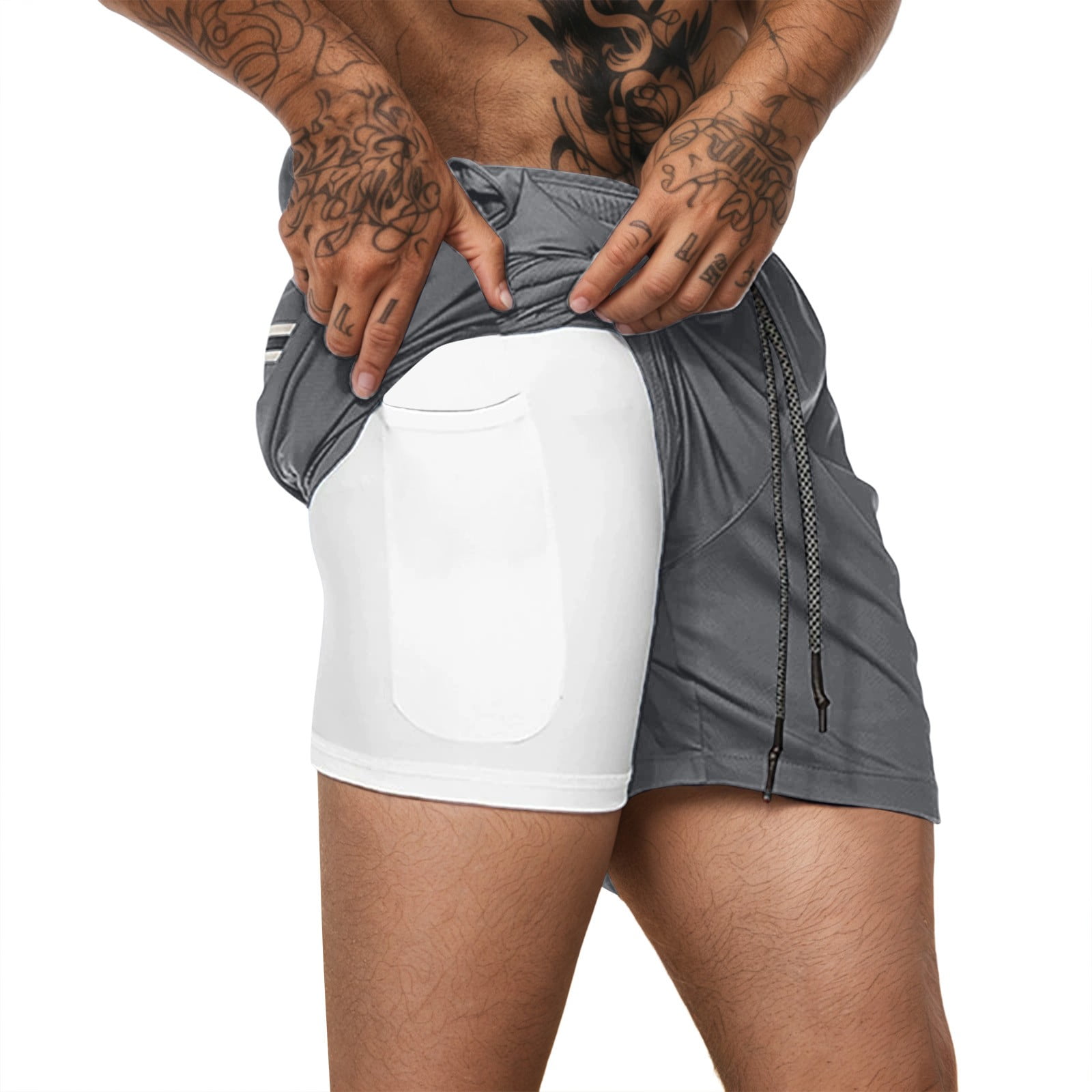 BUWTTER Men Shorts with Compression Line Pocket Summer Casual Beach ...