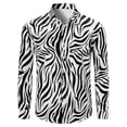 thumbnail image 1 of BUWTTER Men's Shirts Button Down Casual Long Sleeve with Animal Print Stripe Pattern Fall Comfortable White Shirt L, 1 of 4