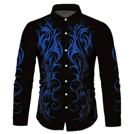 BUWTTER Men's Shirts Button Down Long Sleeve Trend Classic Loose Casual Pring Spring Slim Fit Plus Size Blue Shirt XXXL