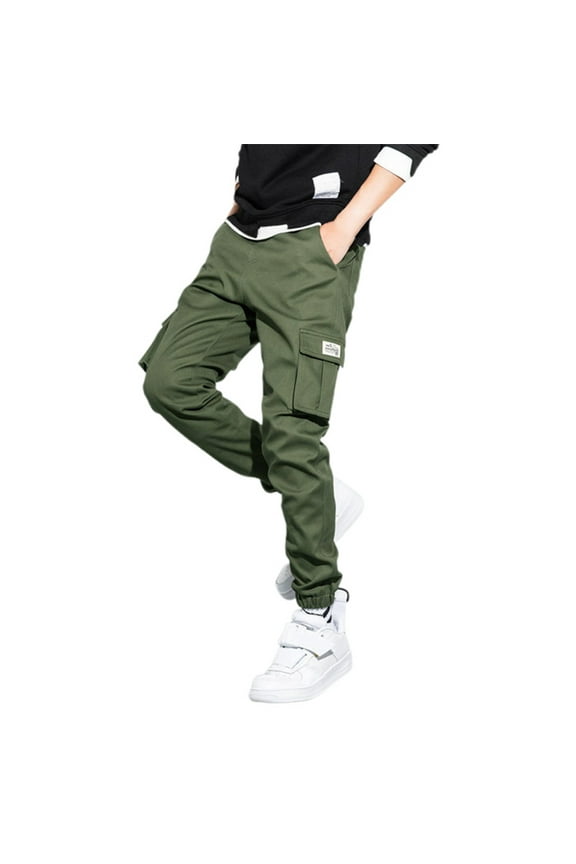 Mens Pants Yoga Elastic Waist Casual Summer Beach Cargo Slim Fit Jogger Sport Hiking Trousers Green L