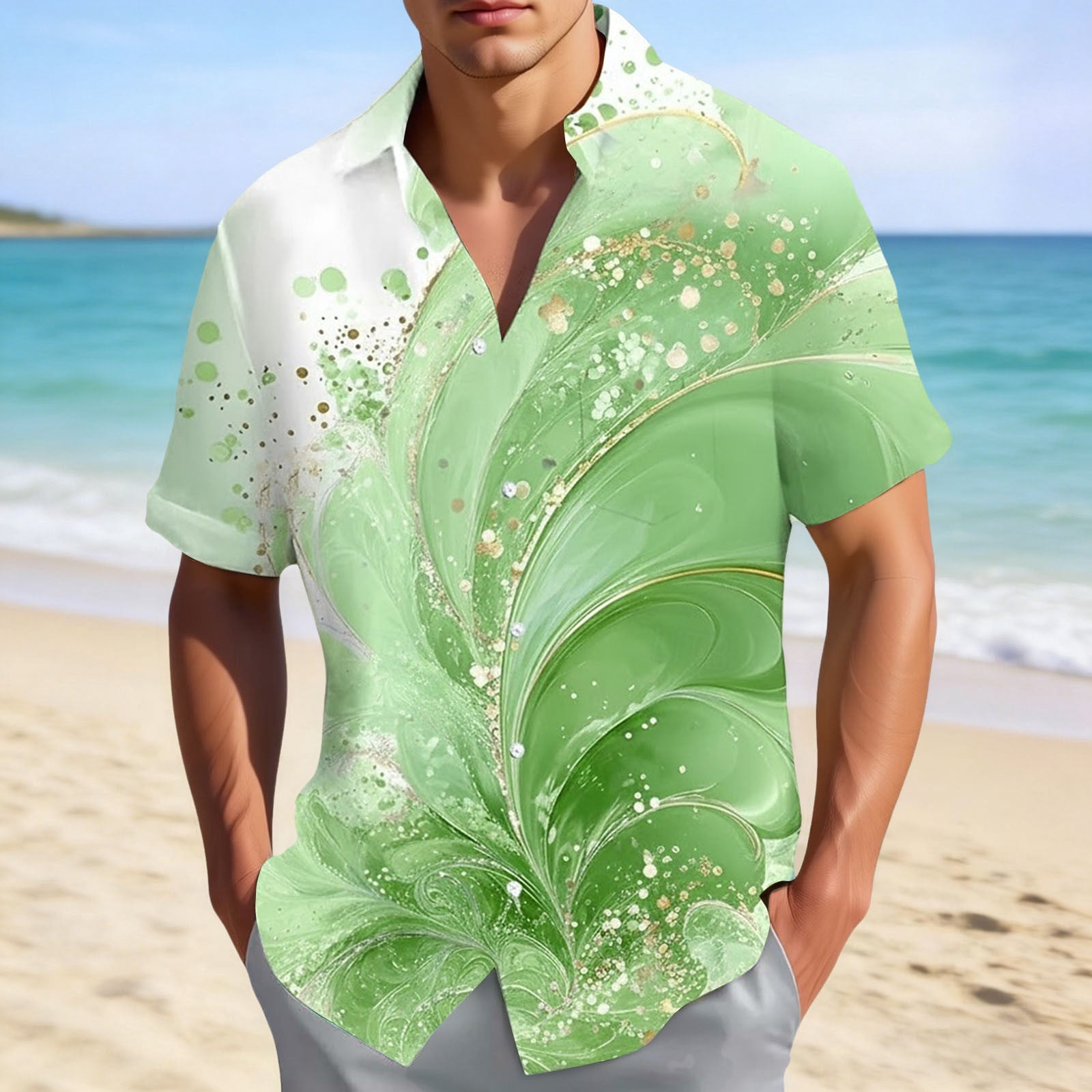 BUWTTER Mens Printed Short Sleeve Shirts Casual Button Down Comfortable ...