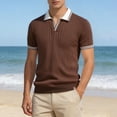 thumbnail image 1 of BUWTTER Mens Relaxed Polo Shirts Short Sleeve Solid Color Business Tops Dressy Work Casual Lapel Shirts Coffee L, 1 of 8
