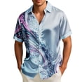 thumbnail image 1 of BUWTTER Mens Shirts Button Down Casual Short Sleeve with Print Comfortable Outdoor Activities Blue Shirt L, 1 of 4