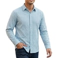 thumbnail image 1 of BUWTTER Mens Shirts Button Down Textured Jacquard Long Sleeve Solid Color Casual Business Formal Comfortable Breathable Blue Shirt L, 1 of 4
