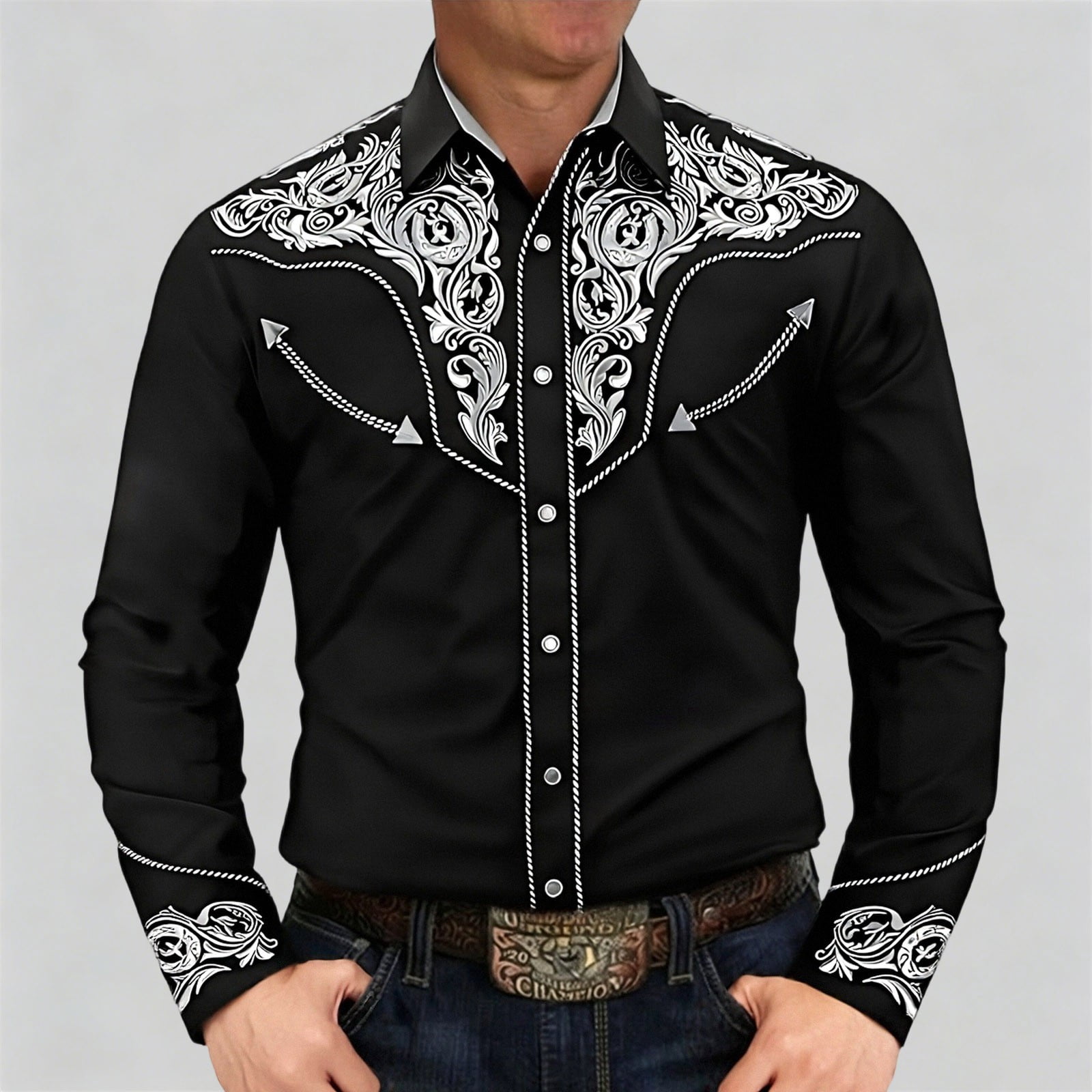 BUWTTER Mens Shirts Fall Spring Slim Fit Western Clothes Button Down ...
