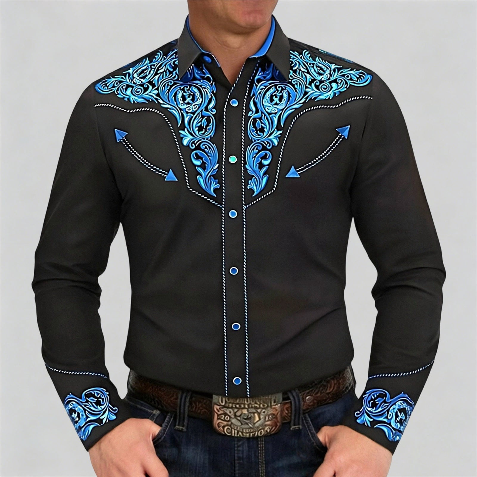 BUWTTER Mens Shirts Fall Spring Slim Fit Western Clothes Button Down ...