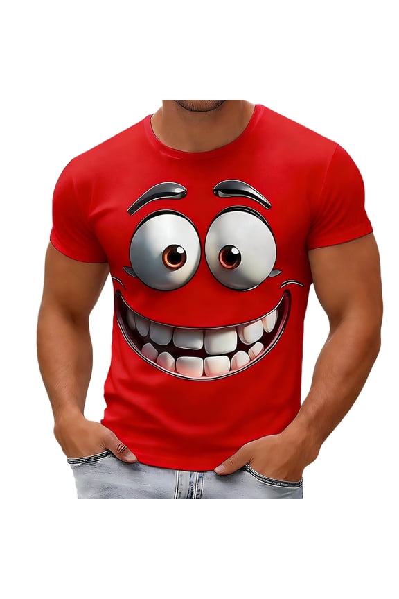 Mens T Shirts Funny Graphic Novelty Comfortable Short Sleeve Tees Expressive Print Casual Crew Neck Men Shirts Red XXL