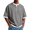 thumbnail image 1 of BUWTTER Mens T Shirts Knit Layered Short Sleeve Casual Crew Neck Tee Contrast Sleeves Men's Shirts Grey XXL, 1 of 4